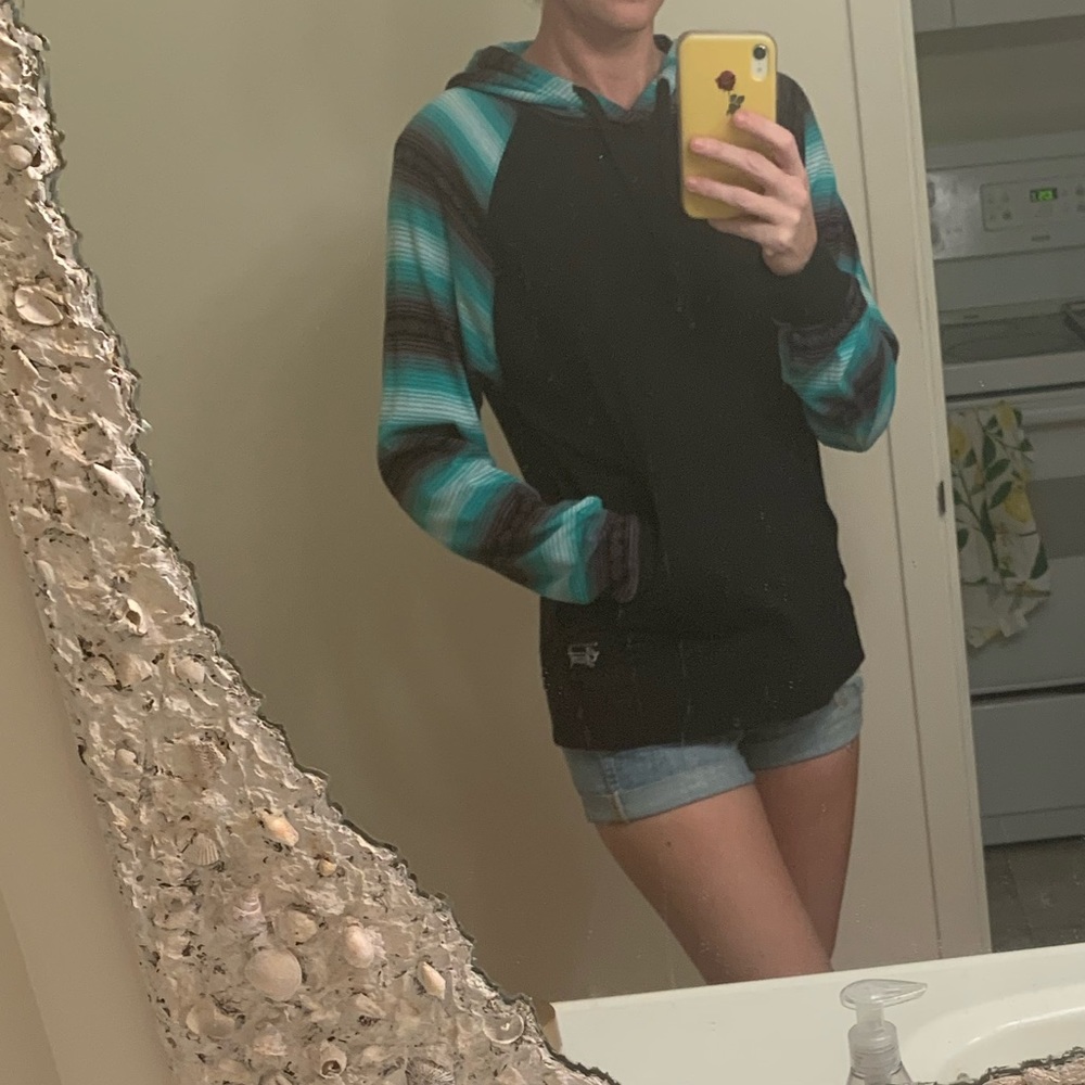 Green striped hoodie sweater - Picture 2 of 2